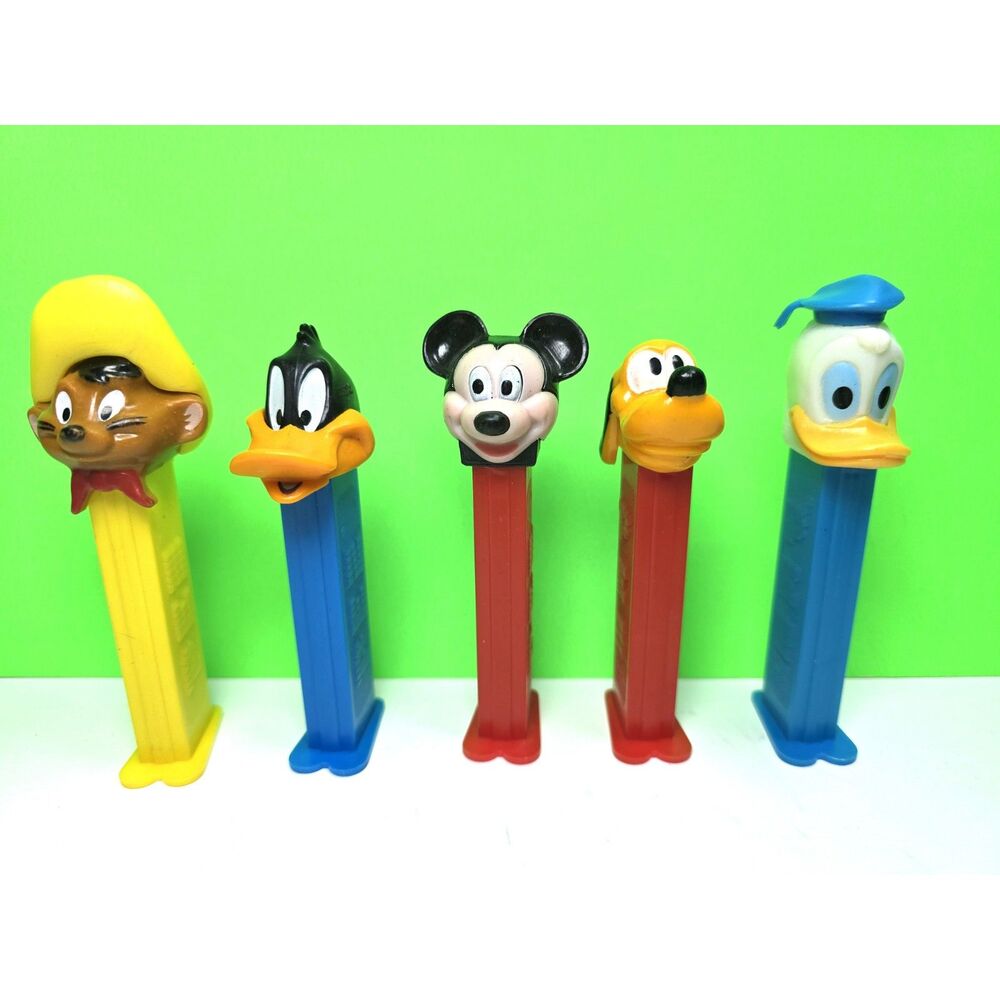 Vintage PEZ Dispensers Lot X 5 Disney Mickey Pluto Donald Looney Tunes Speedy
